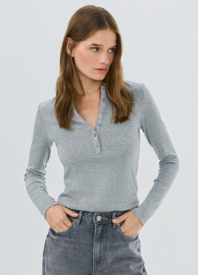 Джемпер поло из пряжи с модалом, Серый