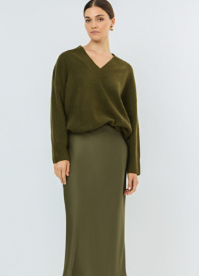 Джемпер из мягкой пряжи с шерстью, Зеленый