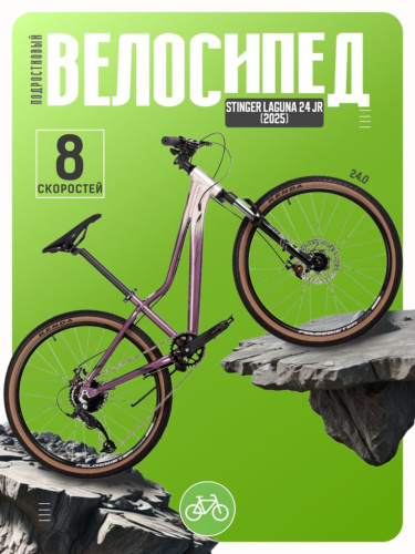 Подростковый велосипед Stinger Laguna 24 JR, год 2025, цвет Серый