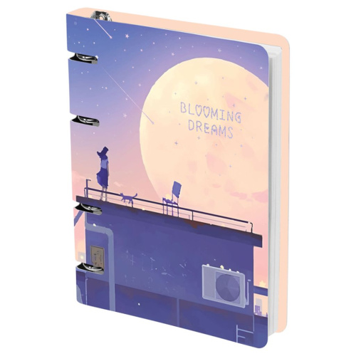 Тетрадь на кольцах MESHU "Blooming dreams" А5 100 л, картон, матовая ламинация, тиснение фольгой