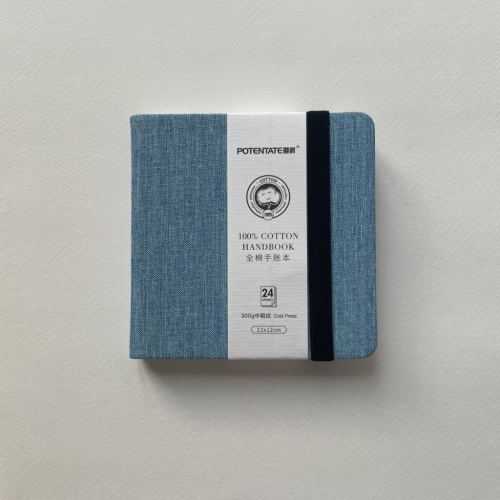 Скетчбук для акварели Potentate "Джинс" LX-12 12х12 см 24 л 300 г хлопок, с резинкой