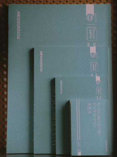 Альбом -склейка для акварели Potentate 16 л 400 г, 100% хлопок, мелкое зерно, голубой