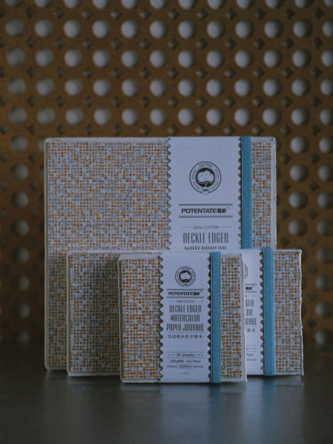 Скетчбук для акварели Potentane 24 л 300 г, 100% хлопок, мелкое зерно, рельефный край, оранжевый