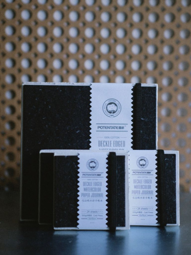 Скетчбук для акварели Potentane 24 л 300 г, 100% хлопок, среднее зерно, рельефный край, чёрный