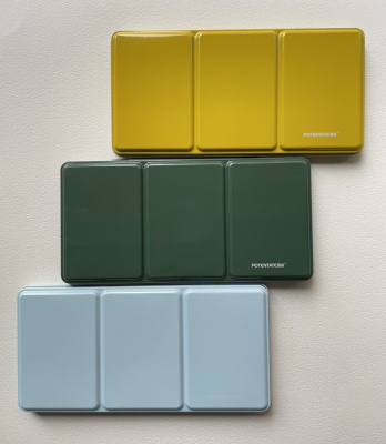 Пенал для акварели Potentate, 225х105х16 мм., металл. зеленый