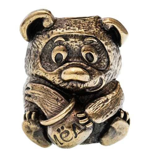Бусина для темляка Мишка с мёдом, латунь