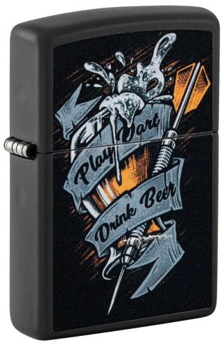 Зажигалка ZIPPO Darts с покрытием Black Matte, латунь/сталь, черная