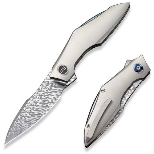 Складной нож WE Knife Krait, сталь Damasteel, рукоять титан
