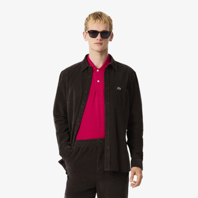 Мужская хлопковая велюровая рубашка Lacoste Regular Fit