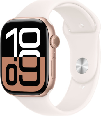 Умные часы Apple Watch Series 10 46mm Aluminum Case Rose Gold с бежевым Sport ремешком M/L (без SIM)