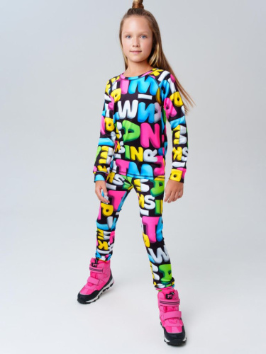 Термокомплект трикот. для девочек: фуфайка (футболка) с длин. рук, брюки для эпизод. использования