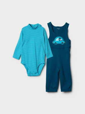 Комплект детский трикотажный для мальчиков: боди-водолазка, полукомбинезон