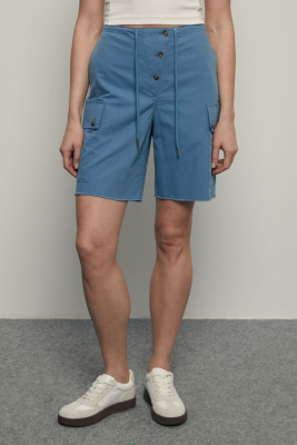 Шорты из тенселя с накладными карманами