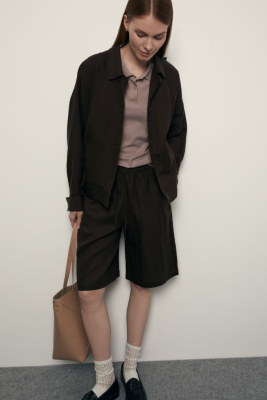 Жакет с добавлением льна и отложным воротником