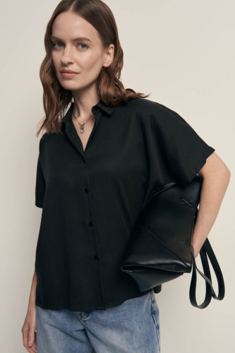 Блузка из тенселя с коротким рукавом