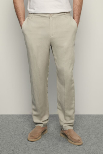 Брюки прямого кроя с добавлением льна