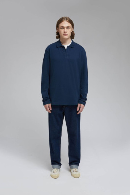 Поло из хлопка пике с длинным рукавом