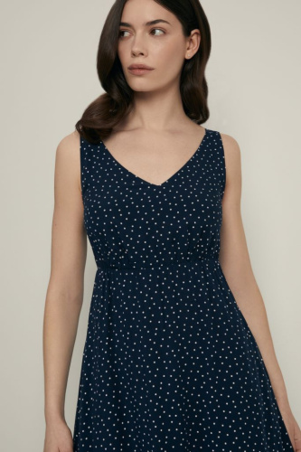 Сарафан миди приталенного силуэта с принтом в горошек