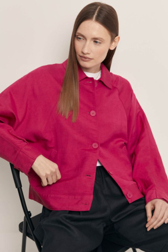 Жакет с добавлением льна и отложным воротником