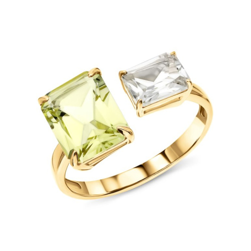 Золотое кольцо с кварцами природными