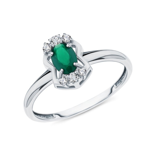 Серебряное кольцо с фианитами и агатами природными