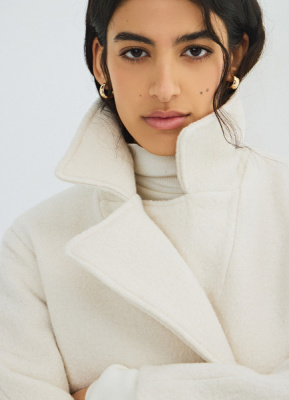 Короткое пальто из шерсти, Бежевый