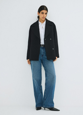 Короткое пальто из шерсти, Черный