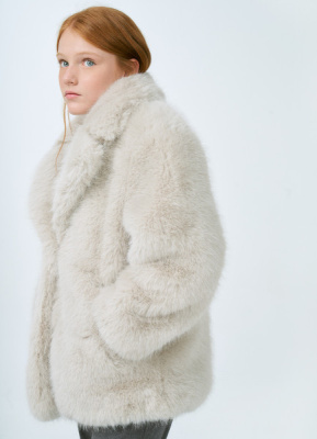 Шуба из искусственного меха для девочек, Бежевый