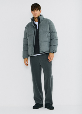 Утеплённая куртка с воротником-стойкой, Серый