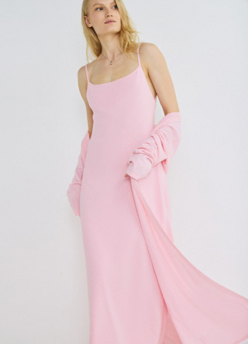 Платье макси на тонких бретелях, Розовый