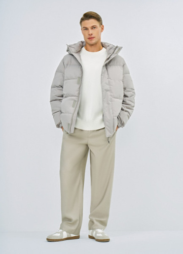 Утеплённая куртка с капюшоном, Серый