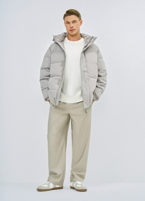 Утеплённая куртка с капюшоном, Серый