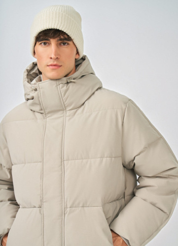 Утеплённая куртка с капюшоном и накладными карманами, Серый