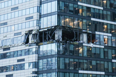 Беспилотник вновь попал в небоскреб в «Москва-Сити» UPD / ЯСИА   