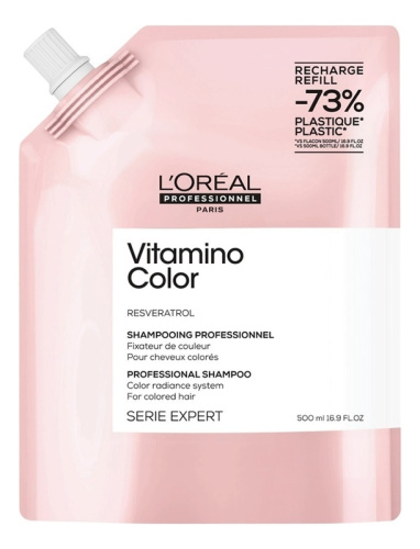 Шампунь для защиты цвета волос с ресвератролом Serie Expert Vitamino Color Resveratrol Shampooing: Шампунь 500мл (сменный блок)