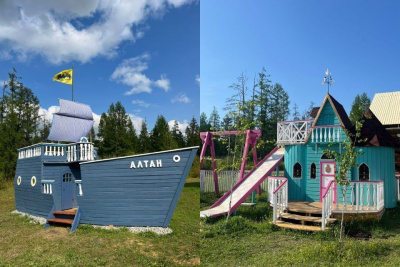 Якутянка построила во дворе замок и корабль для внуков / Нарыйа Пахомова Асыма Горный Республика Саха (Якутия)