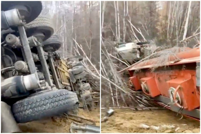 Бензовоз опрокинулся в Горном районе на автодороге «Вилюй» / ЯСИА   