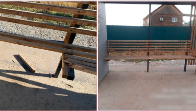 Скамейку на остановке в Якутске восстановили благодаря неравнодушному жителю / ЯСИА Якутск Якутск Республика Саха (Якутия)