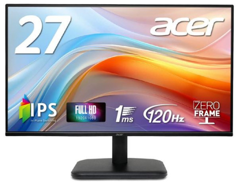 Монитор 27" Acer Vero EK271Gbmix UM.HE1CD.G02 1920x1080, IPS, 250cd, 1ms, 120Hz, VGA, HDMI, SPK, Audio, Speakers 2Wx2, FreeSync, Vesa, Black