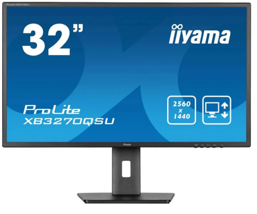 Монитор 31,5" Iiyama ProLite XB3270QSU-B1 черный, IPS, 2560x1440, 16:9, матовая, 250cd/m2, 178°/178°, 100Hz, HAS Piv, HDMI M/M, DP 2K USB