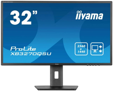 Монитор 31,5" Iiyama ProLite XB3270QSU-B1 черный, IPS, 2560x1440, 16:9, матовая, 250cd/m2, 178°/178°, 100Hz, HAS Piv, HDMI M/M, DP 2K USB