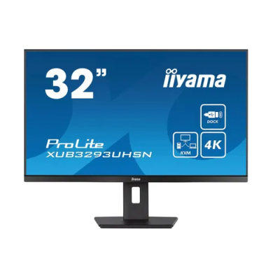 Монитор 31,5" Iiyama XUB3293UHSN-B5 3840x2160, 16:9, LED, IPS, 350cd, 1000:1, 4ms(GTG), 178/178, HDMI, DP, 2хUSB 3.2, USB Type-C, аудио, tilt, HAS, sw