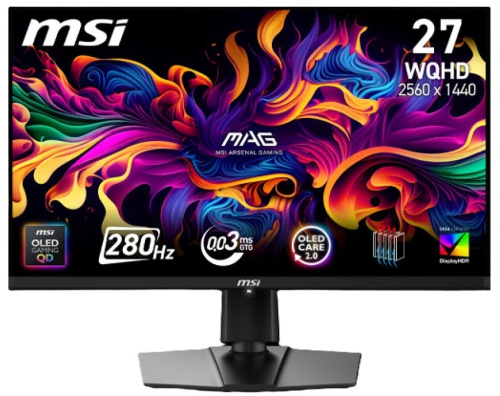 Монитор 26,5" MSI MAG 271QP 9S6-3CF19T-010 2560x1440 QD-OLED X28 16:9 Flat, 280Hz, True Black 400, 0.03ms(GTG), 1,5M:1, HDR 1000nits, 2*HDMI, DP, Typ