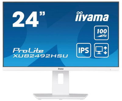 Монитор 23,8" Iiyama XUB2492HSU-W6 ProLite белый IPS LED 0.4ms 16:9 HDMI M/M матовая HAS Piv 250cd 178гр/178гр 1920x1080 100Hz DP FHD USB