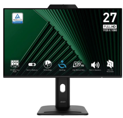 Монитор 27" MSI PRO MP272PMG 9S6-3PD99T-004 1920x1080, 16:9, IPS, 1500:1, 100M:1, 4ms, cam, HDMI, DP, VGA, 2xUSB-A, USB-B, Speaker, Tilt, Swivel, Heig