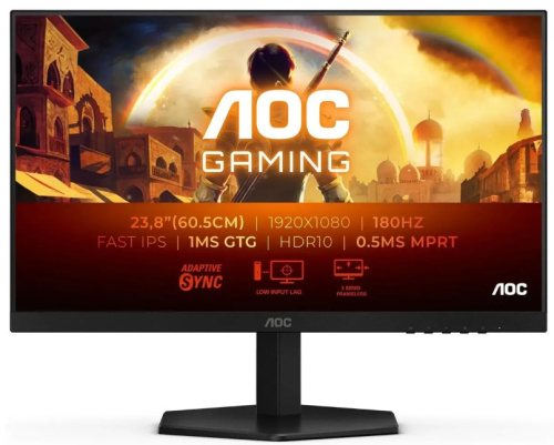 Монитор 23,8" AOC 24G42E 1920x1080 WLED, 16:9, IPS, 300cd, 1000:1, 1ms(GtG), 178/178, DP, HDMI, audio, 180Hz, tilt, VESA, black