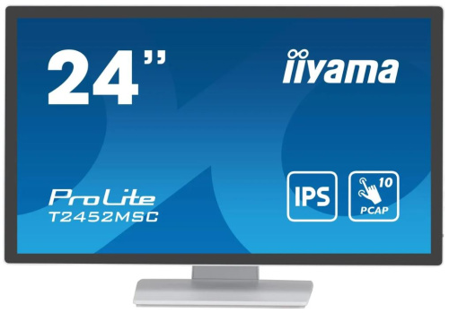 Монитор 23,8" Iiyama PROLITE T2452MSC-W1 1920X1080, LED, 16:9, IPS, 400cd, 14ms, 178/178, 60Hz, HDMI, M/M матовая, DP, FHD, USB, TOUCH, white