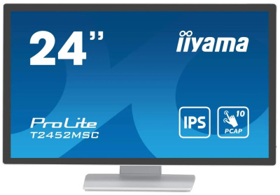 Монитор 23,8" Iiyama PROLITE T2452MSC-W1 1920X1080, LED, 16:9, IPS, 400cd, 14ms, 178/178, 60Hz, HDMI, M/M матовая, DP, FHD, USB, TOUCH, white