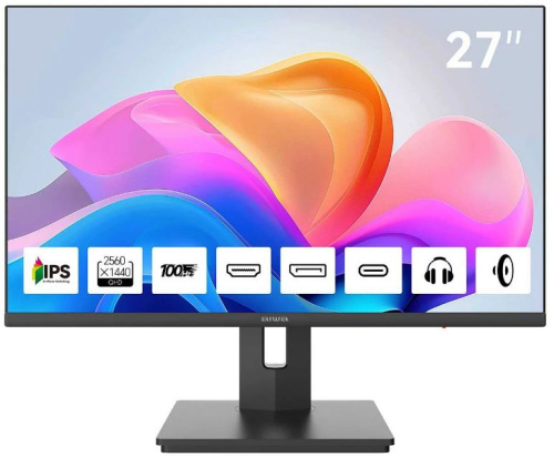 Монитор 27" AIWA MQ275A 2560x1440, 16:9, IPS, 300 cd/m, 1000:1, 4 ms, 178°/178°, 100Hz, HDMI, DP, Type C, Spk, Pivot, Black