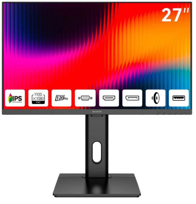 Монитор 27" AIWA MF2711 1920x1080, 16:9, IPS, 300 cd/m, 1000:1, 4 ms, 178°/178°, 120Hz, HDMI, VGA, DP, USB, Spk, Pivot, Black